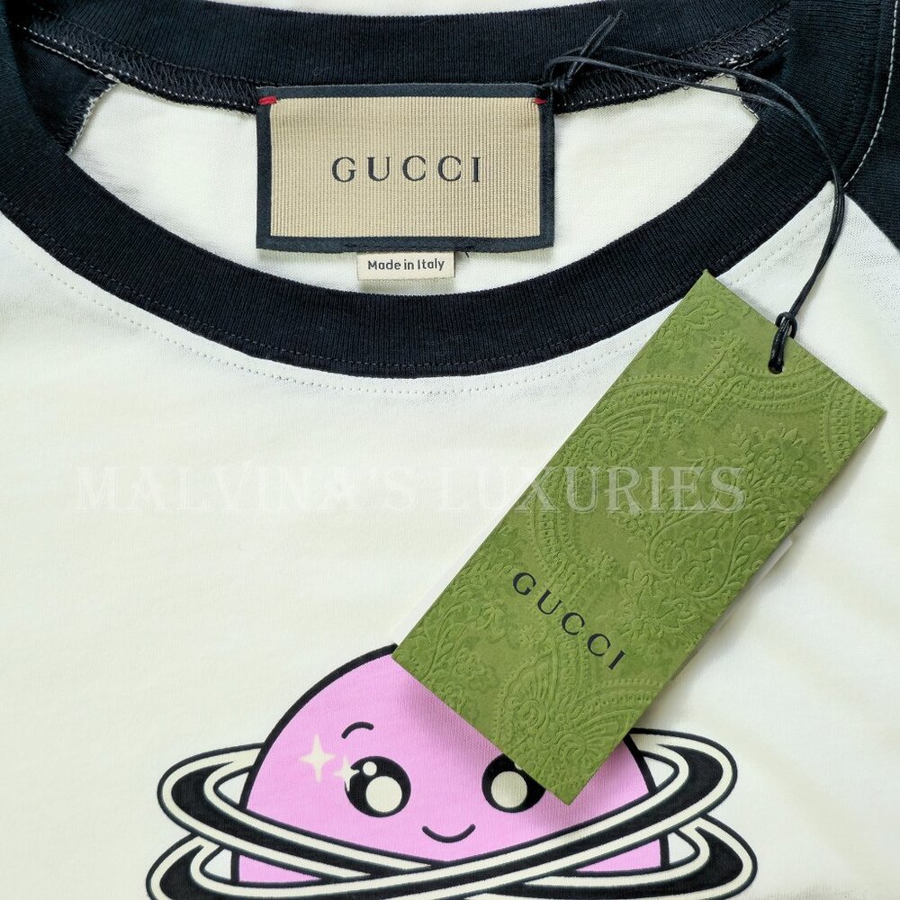 GUCCI T-SHIRT COTTON JERSEY PLANET LOGO PRINT SHORT SLEEVE TOP sz XL EXTRA LARGE - Picture 11 of 16